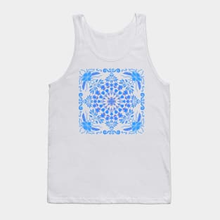 Garden Symmetry - Blue on White Tank Top